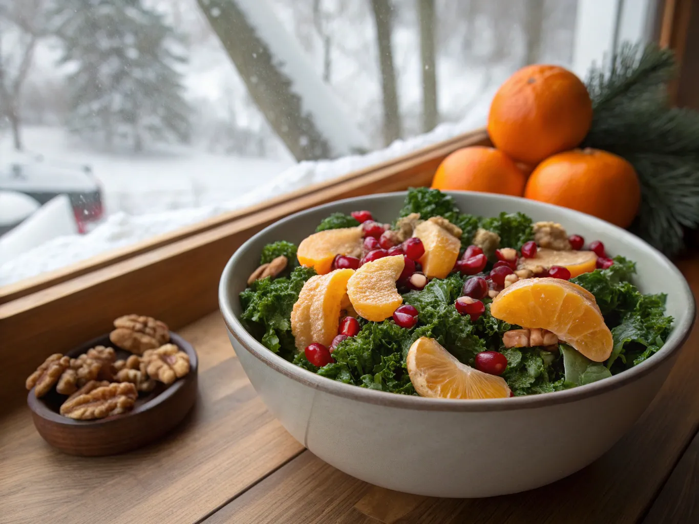 Vinter madplan med grønkål og citrusfrugter