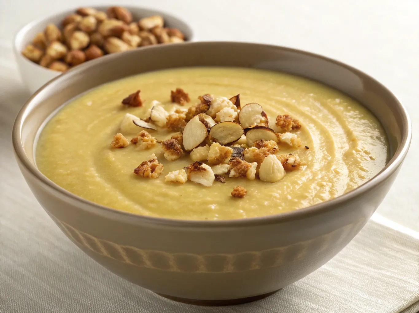 Cremet jordskoksuppe med ristede hasselnødder